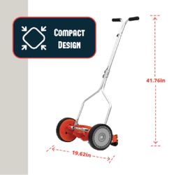 American Lawn Mower Company 14-Inch 4-Blade Push Reel Lawn Mower, Red