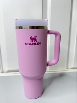 Stanley Quencher H2.0 FlowState 40oz Tumbler Pink Handle Insulated Travel Cup EUC