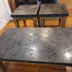 Steve Silver Company Gray Granite Top Table 48" x 26" 2 End Tables.22"x24"
