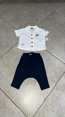 Old Navy Baby Boy’s Embroidered Shirt and Leggings, Size 0-3 Months