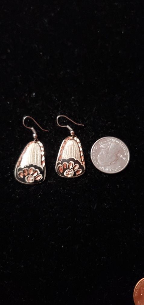 Handmade Silver And Copper Earrings