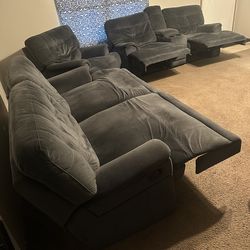 Velvet Reclining Living Room Set - Can Deliver