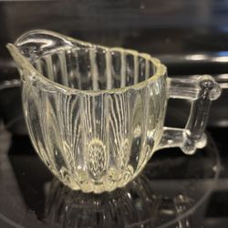 Vintage Jeannette Clear Glass Hobnail Creamer