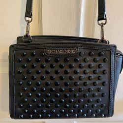 Michael Kors black studded leather crossbody bag