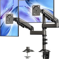 HUANUO 17-32 Inch Dual Monitor Stand, Gas Spring Dual Monitor Mount, Monitor Stand 2 Monitors, Ergonomic Adjustable Tilt/Swivel/Rotate, Weight Max 19.