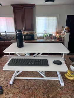 White Standing Desk Converter Riser