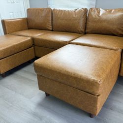 Brand New Abcasa Faux Leather U Shaped Modular Sectional Sofa!!
