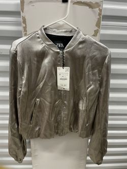 NEW ZARA SHINY SILVER JACKET