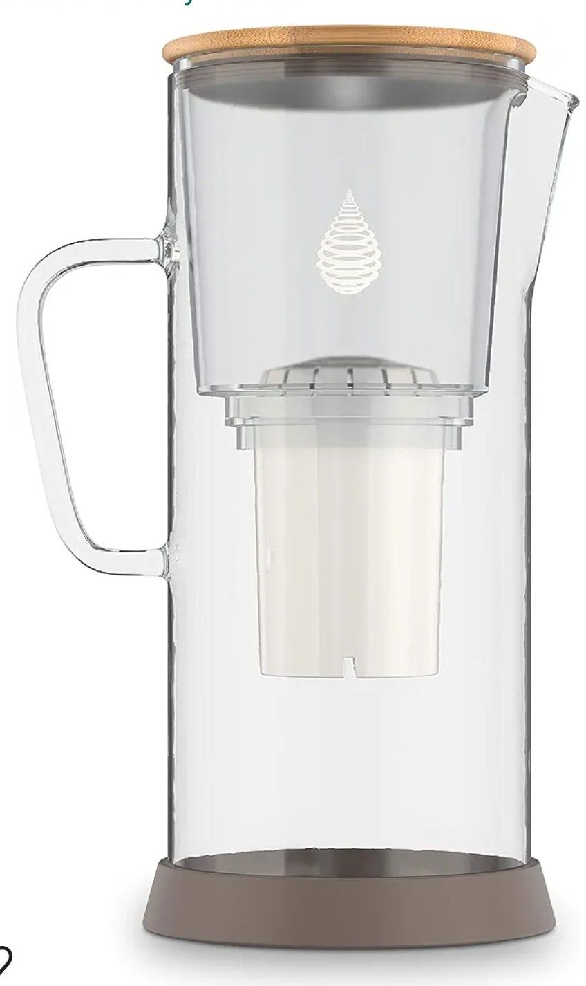 Invigorated Water pH Restore Glass Alkaline Water Pitcher - Long Lasting Water Filter Pitcher with Multi-Stage Filtration System - Glass Water Jug for