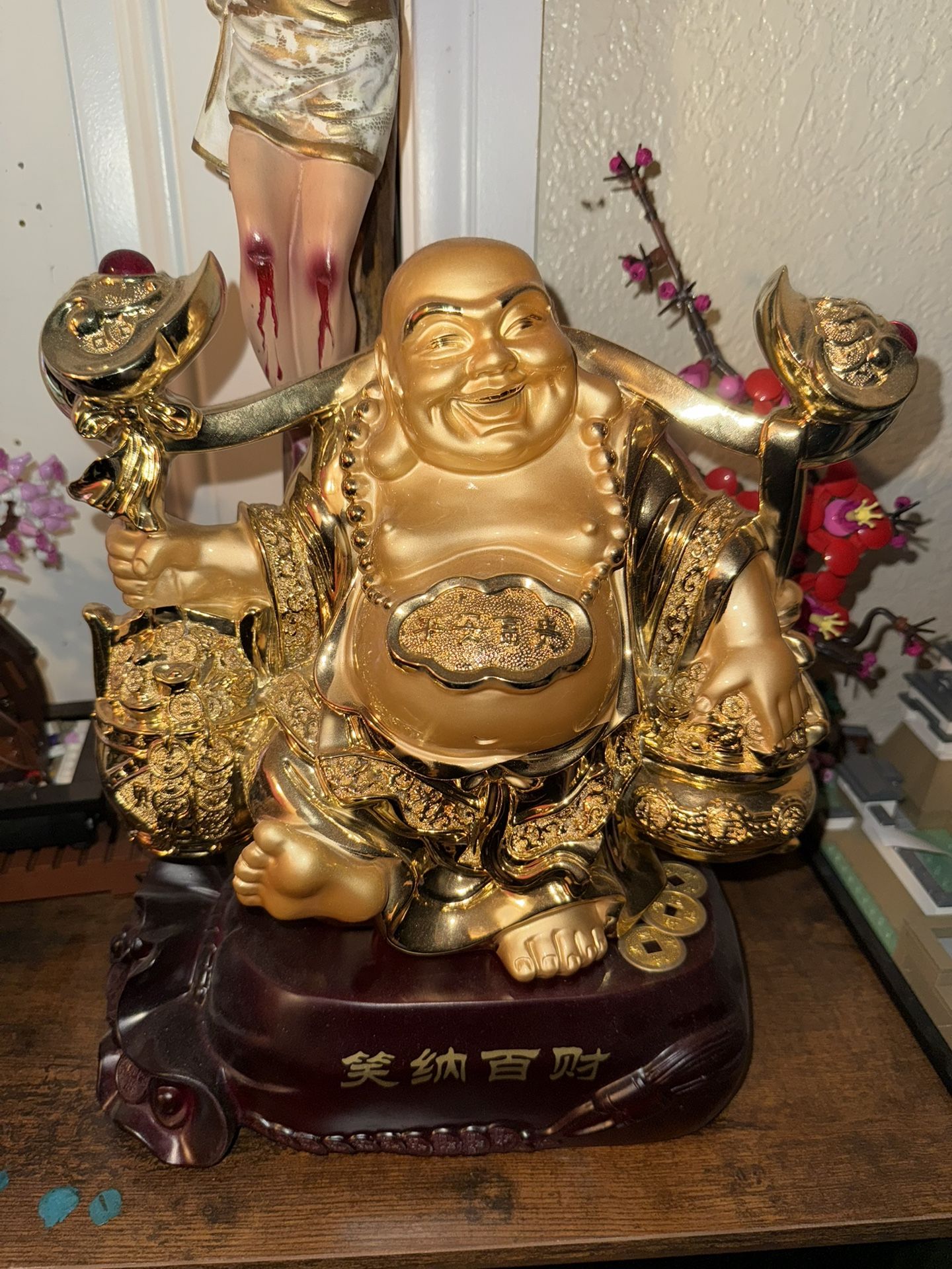 Gold Laughing Buddha Statue – 12” Prosperity & Wealth Decor