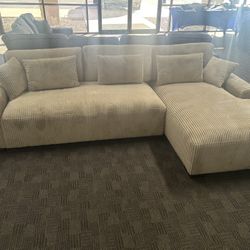 Tan Corduroy Comfy Sectional 