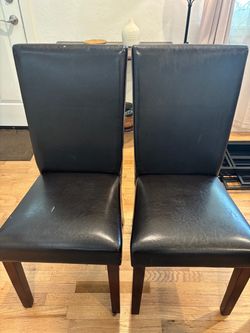 Set of 2 Black Faux Leather Dining Chairs