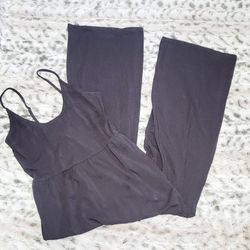 Woman's Gray Wide Leg Overalls Jumpsuit