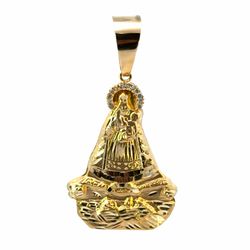 Men’s 10k Yellow Gold CZ Cubic Zirconia Large 2.75” Inch Our Lady of Charity Caridad De Cobre Pendant for Necklace GP3124985