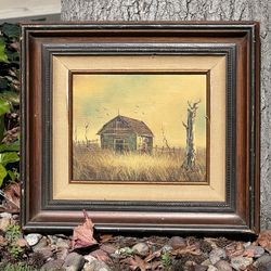 Charming Country Scene, Painting, And Frame