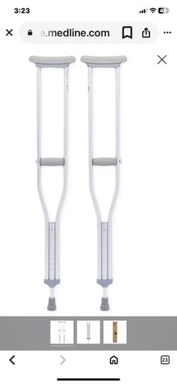 Medline Standard Aluminum Push-Button Adjustable Crutches NWT