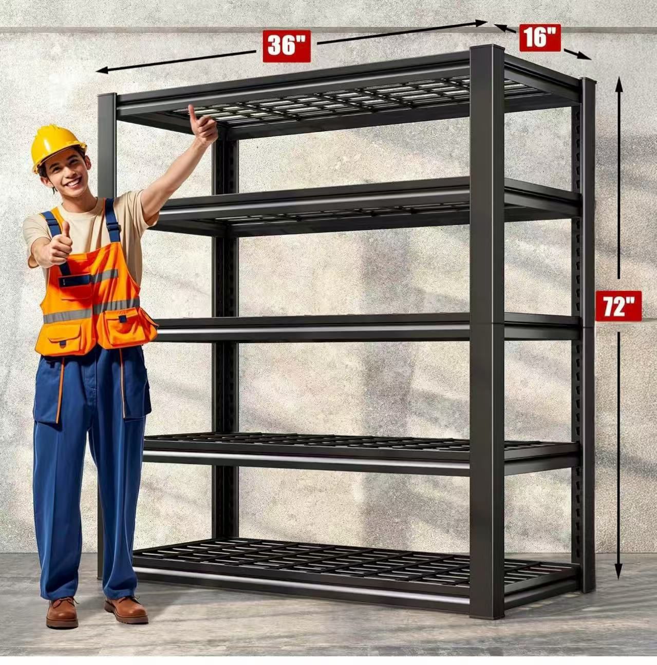 ✌️ 36"Wx16"Dx72"H Garage Shelving 3000LBS, Heavy Duty Storage Shelves, Adjustable Industrial Metal Shelving Unit for Garage, Basement, Pantry, Warehou