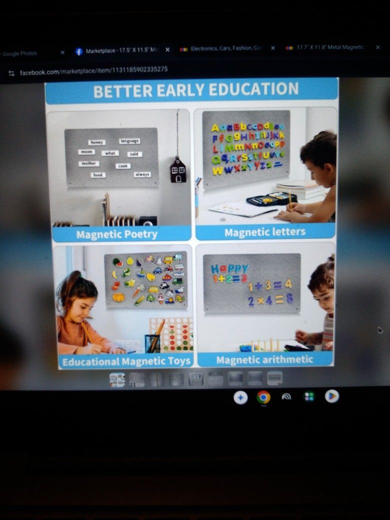 Metal Magnetic Board Magnet Bulletin Board To Display Magnetic Items 17"x11.5" - New