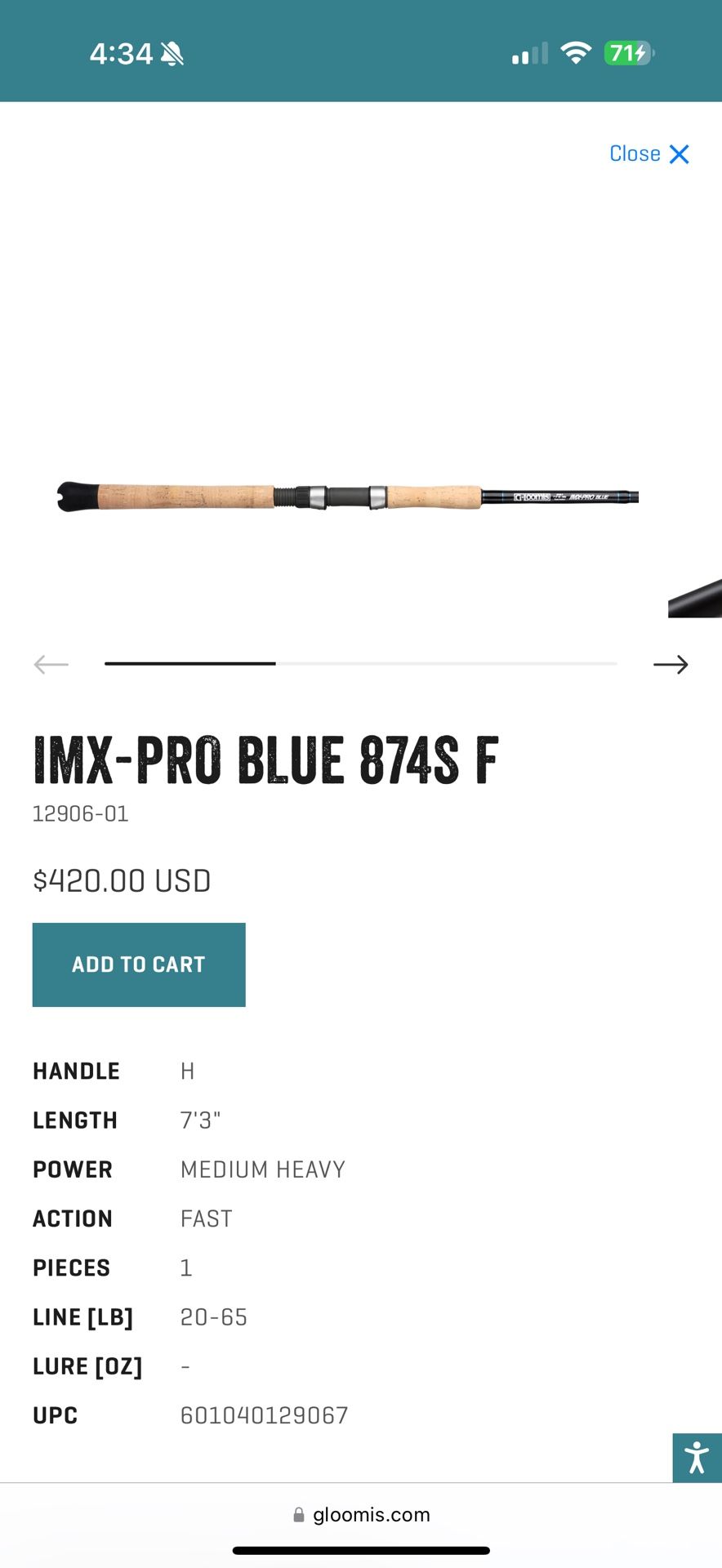 GLoomis IMX-PRO BLUE Rod 7’3 & Shimano Saragosa SW500XG Reel
