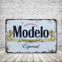 Modelo Vintage Style Antique Collectible Tin Metal Sign Wall Decor