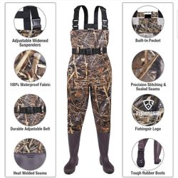 FISHINGSIR HISEA fishing Waders For Men W/ Boots Womens Chest Waders Waterproof For Hunting With Boot Hanger