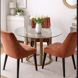 Dining table with 3 velvet chairs