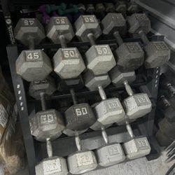 5-80 Hex Dumbells With 2 Racks