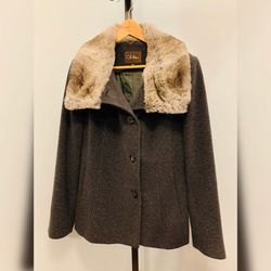 Women’s Cole Haan Fur Wool Coat, Size: Medium