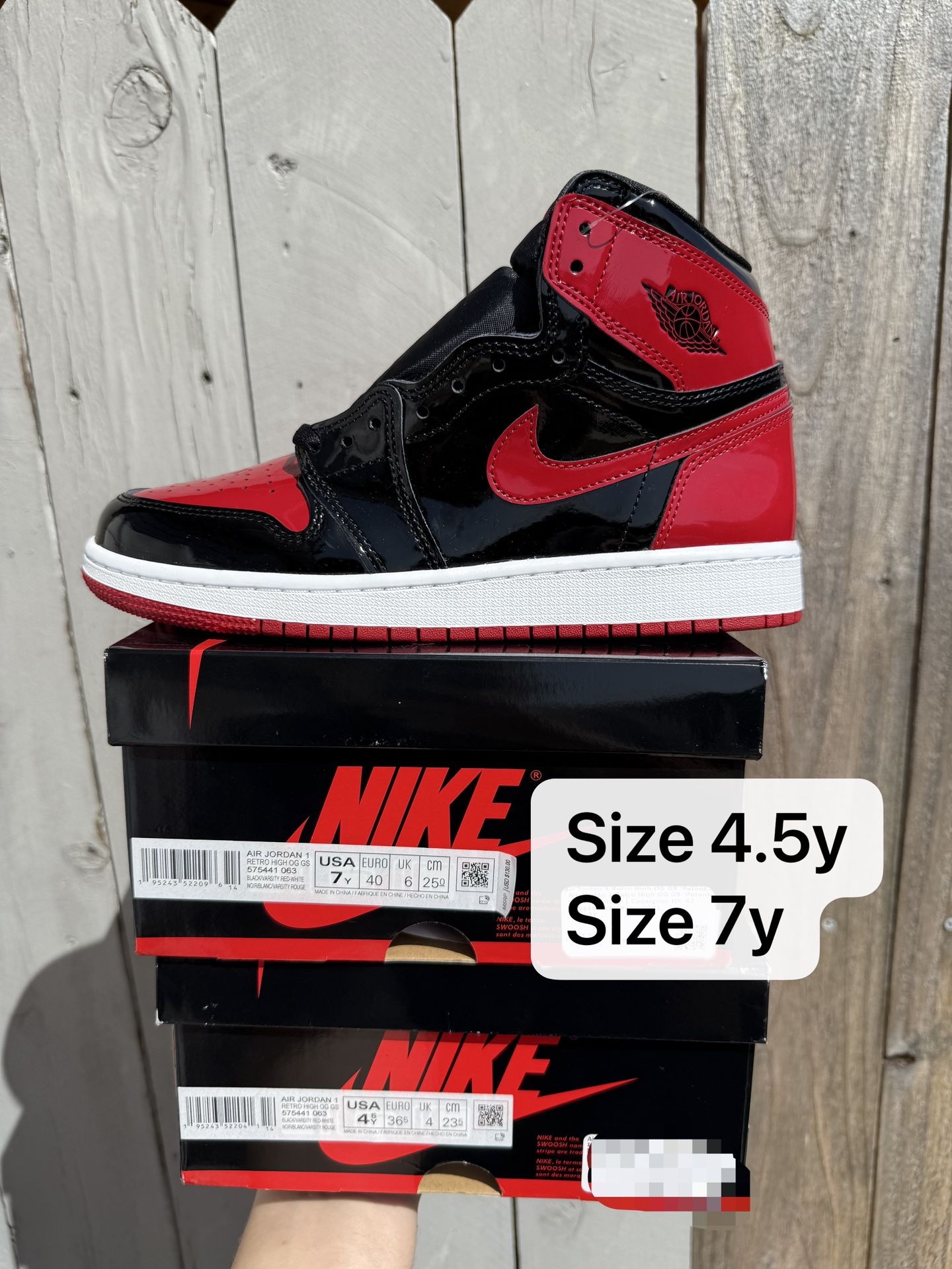 Air Jordan 1 Patent Bred GS Size 4.5y Size 7y