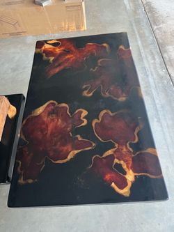 Black and walnut resin coffee table
