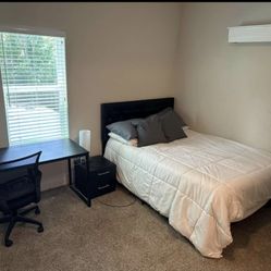 Full Headboard, Night table, Desk And Chair 