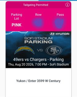 CHARGERS VS 49ERS PLUS TAILGATING