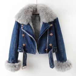 MARGAUX LUXE LINED FOX FUR DENIM COAT