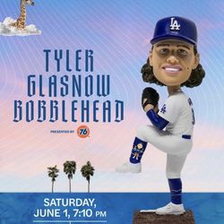 Dodger Tickets For Sale Tyler Glasnow Bobble head $60 