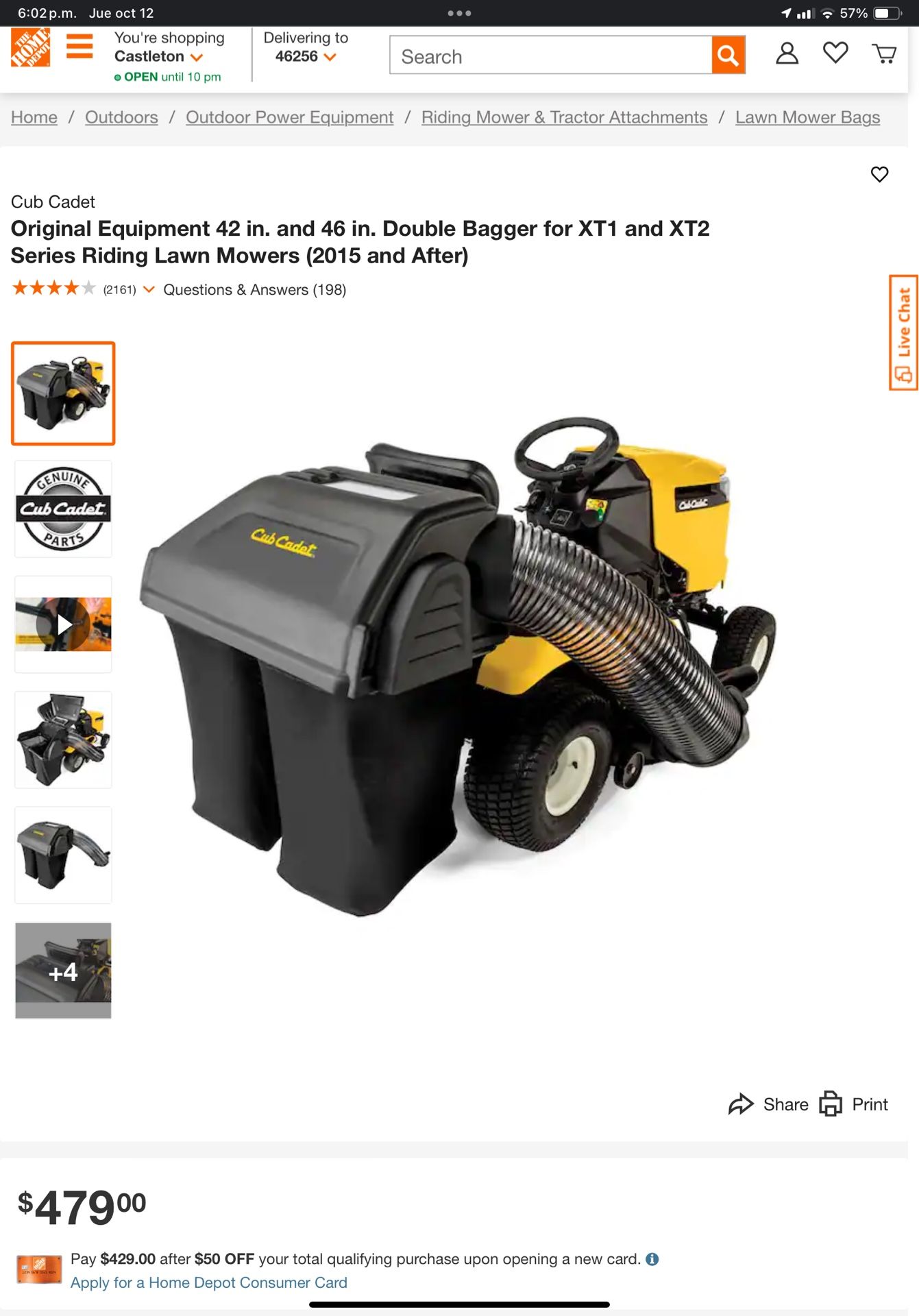 Original Equipment 42 in. and 46 in. Double Bagger for XT1 and XT2 Series Riding Lawn Mowers (2015 and After)
