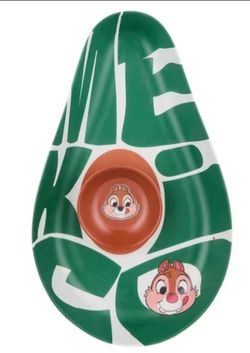 New disney chip and Dale set of plate in shape of avocado with mexico written on it.