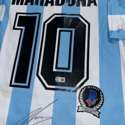 Signed Diego Armando Maradona Authentic Argentina Jersey – Beckett COA