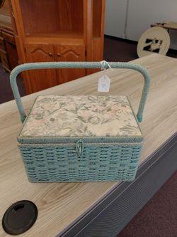 Sewing basket with items