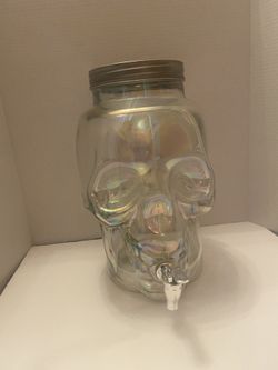 Halloween Glass Skull Beverage Dispenser