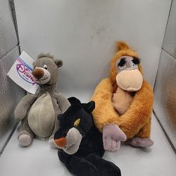 Disney Store Jungle Book Stuffed Bean Bag Plush Baloo , King Louie & Bagheera