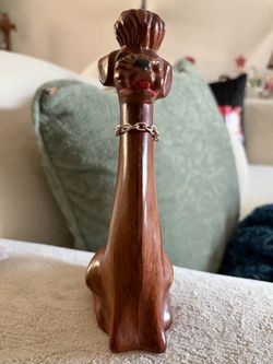Vintage Ross Hong Kong 8" Tall Long Necked Poodle Gold Collar