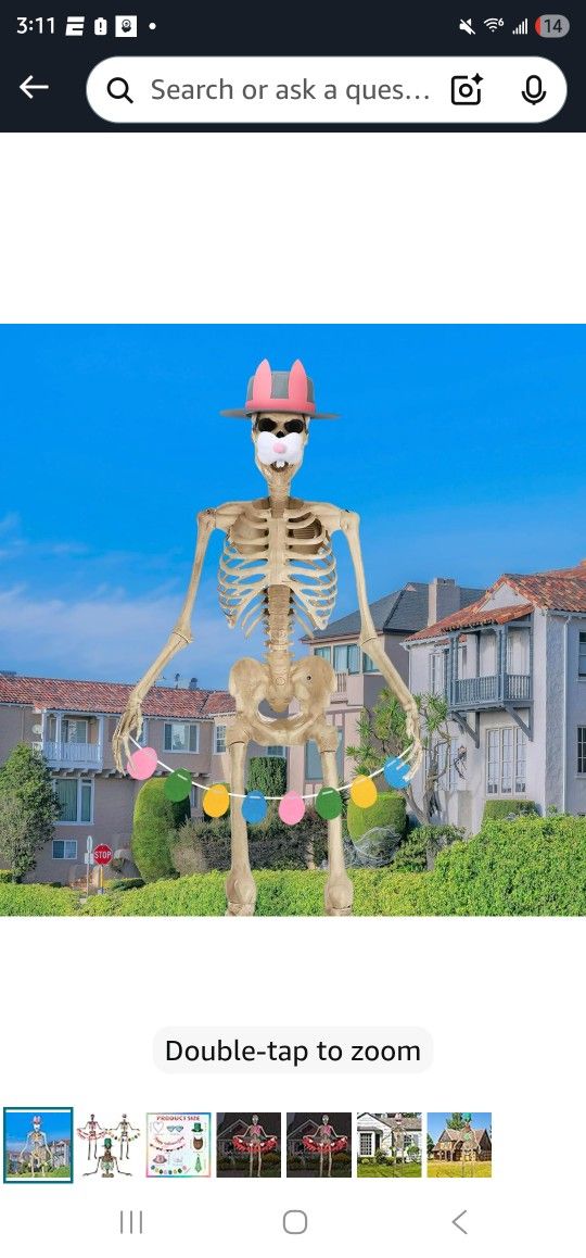 Mepase 3 Set Easter 12 ft Skeleton Costume Accessories Include Easter 12 ft Giant Skeleton clothes Outfit Bunny hat Egg St. Patrick's Day Valentine's