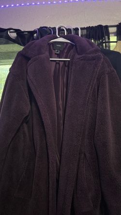 Brand New Long Purple Dress Coat Fur 