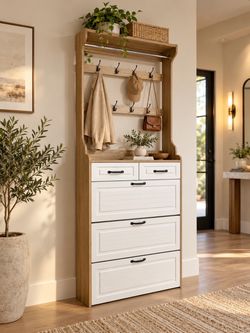 86.6inch Tall Shoe Cabinet with Hangers