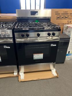 Frigidaire stainless and black gas range