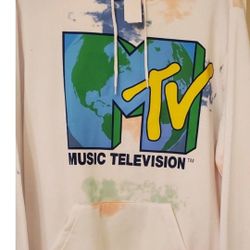 MTV RETRO TIE DYE HOODIE LARGE NEW MENS