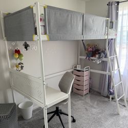 Ikea White Gray Twin Bunk Bed / Loft Bed