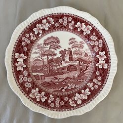 Vintage COPELAND Spode's Tower Dinner Plate 11" Red/Cranberry England Old Mark Vintage 