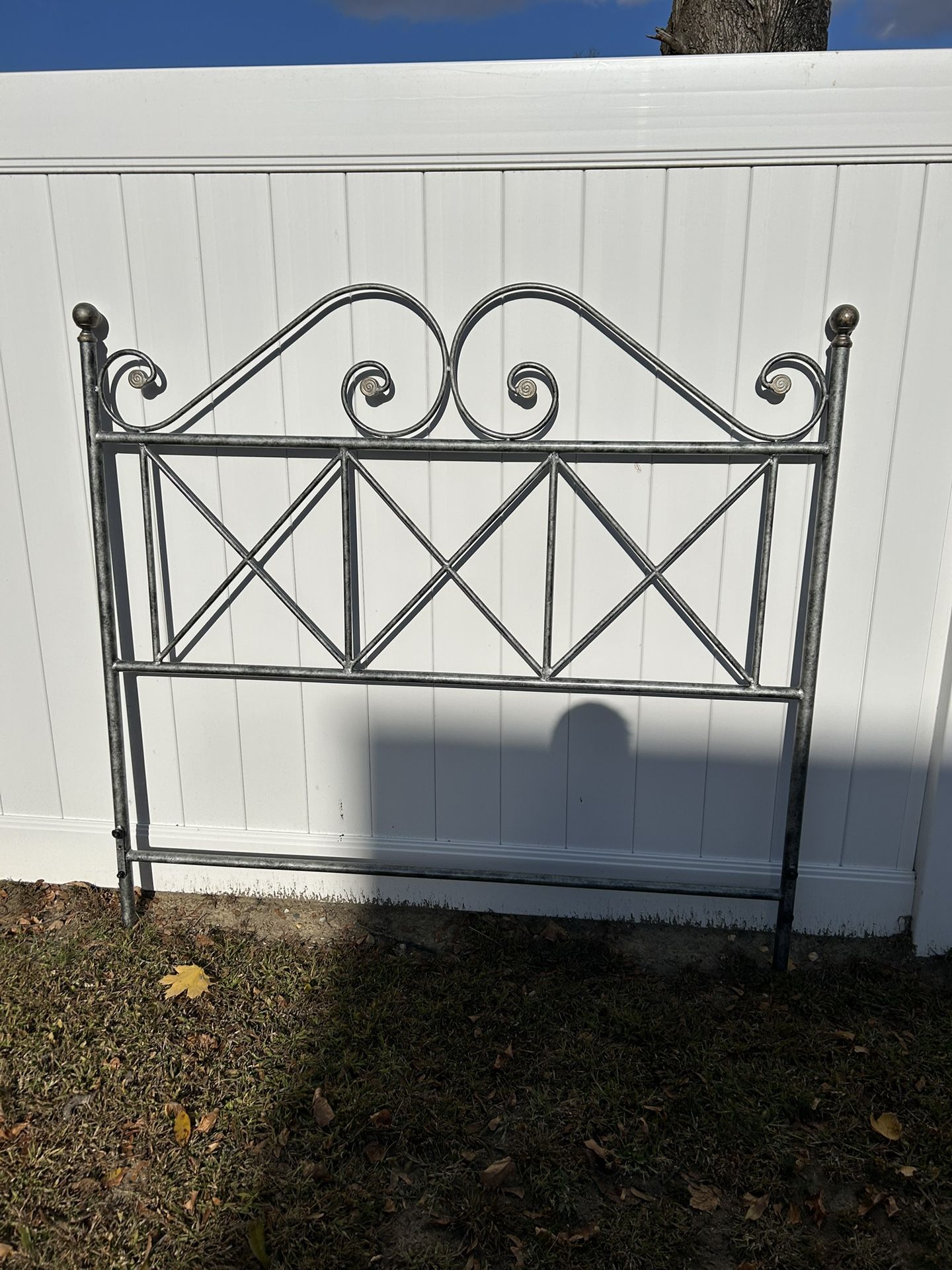 All Metal Silver Queen Headboard With Steel Bed Frame