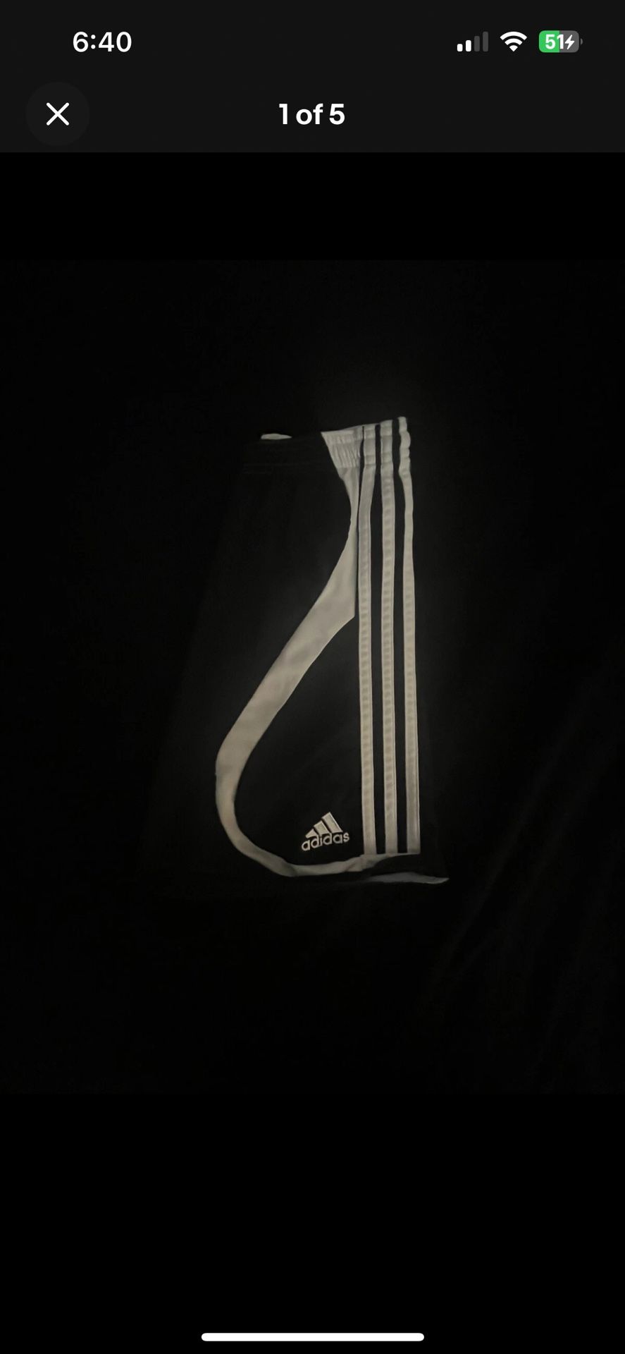 Boys Medium Striped Adidas Shorts . Black And White Color way.